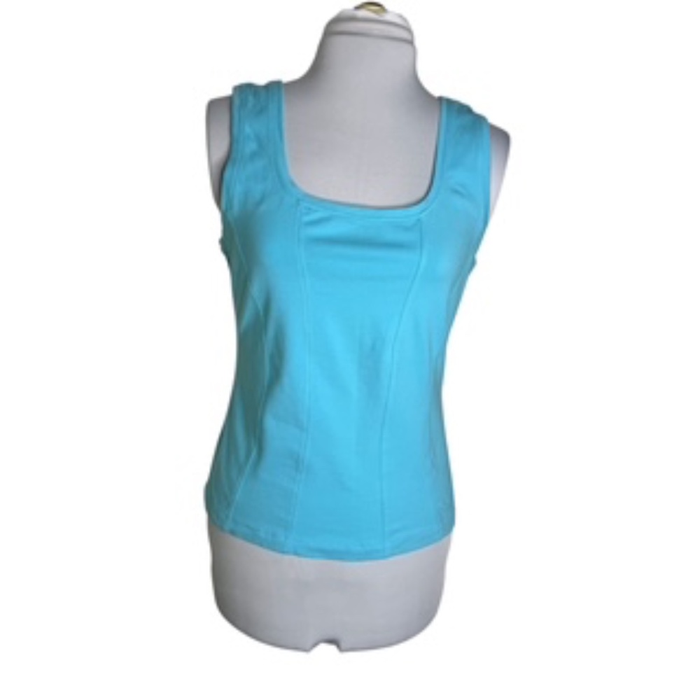 Athletic Works Scoop Neck Aqua Color Athletic Tank Top Size L (12-14)
